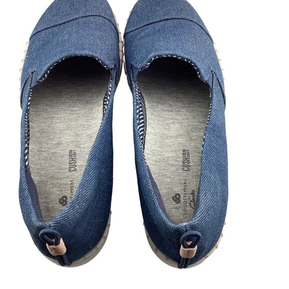 Clarks Cloudsteppers Step Glow Jade Blue Loafers Size 8 Sneakers Denim Shoes - Picture 8 of 9